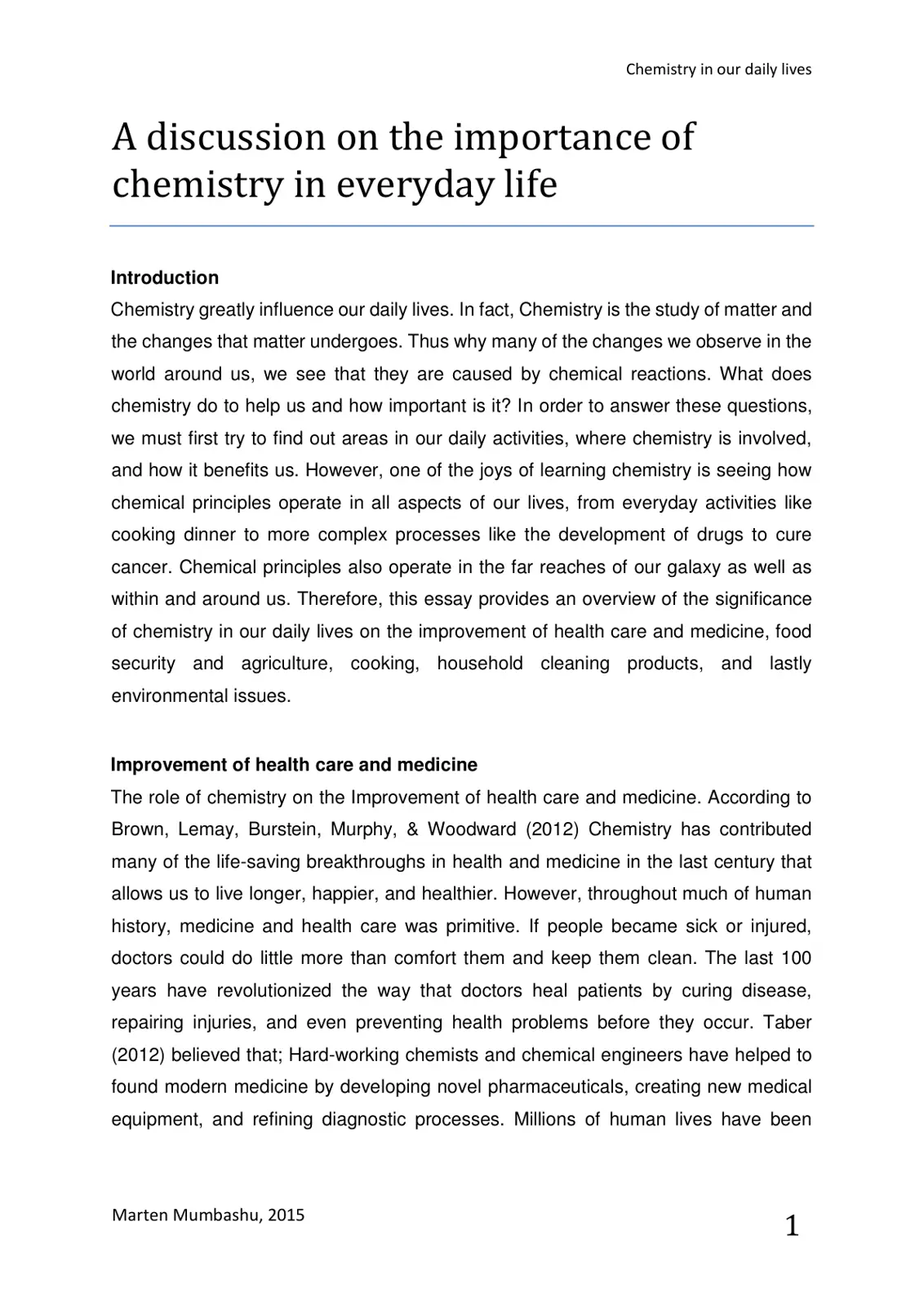 غلاف تقرير Chemistry in Our Daily Lives
