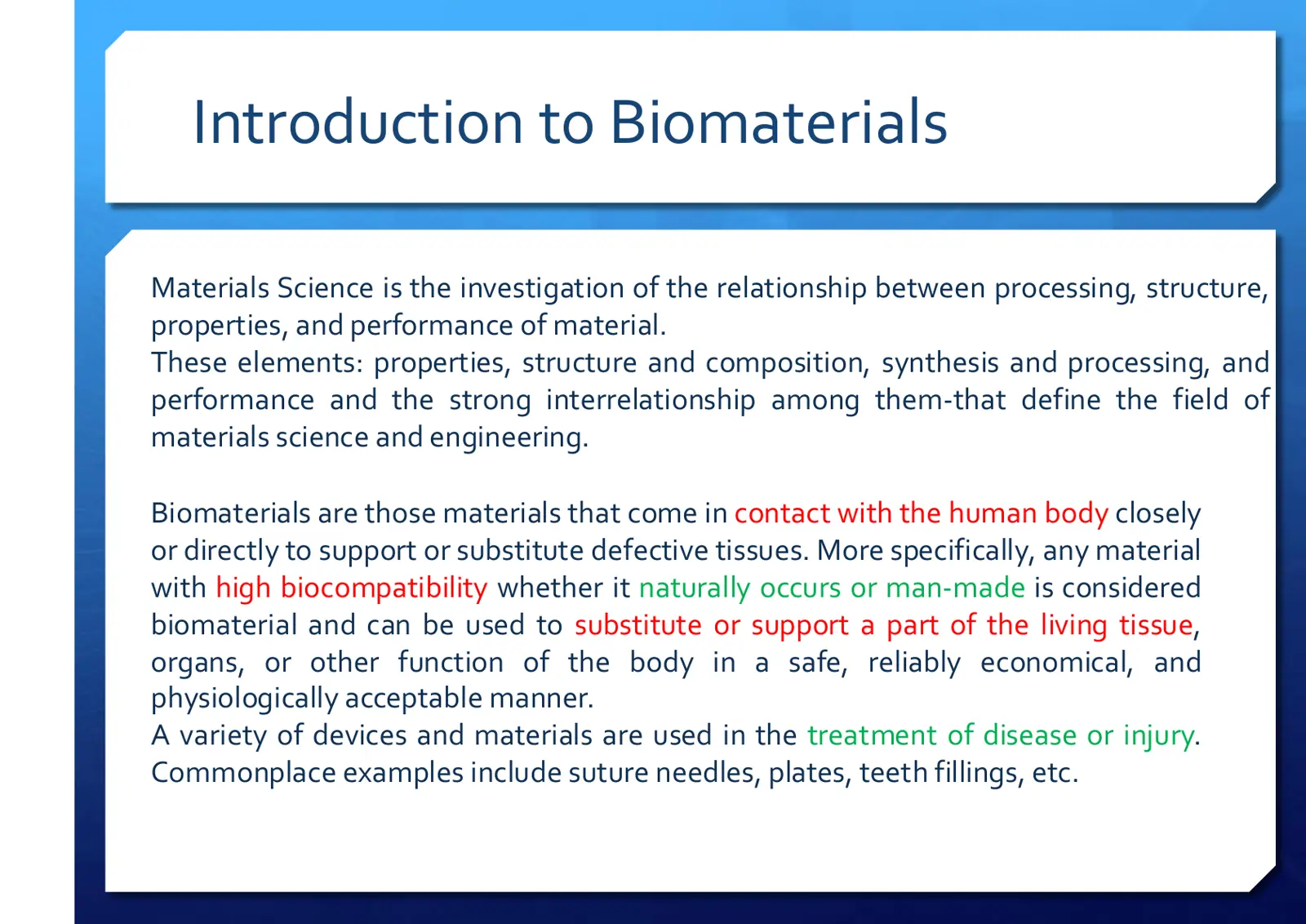 غلاف تقرير Introduction to Biomaterials