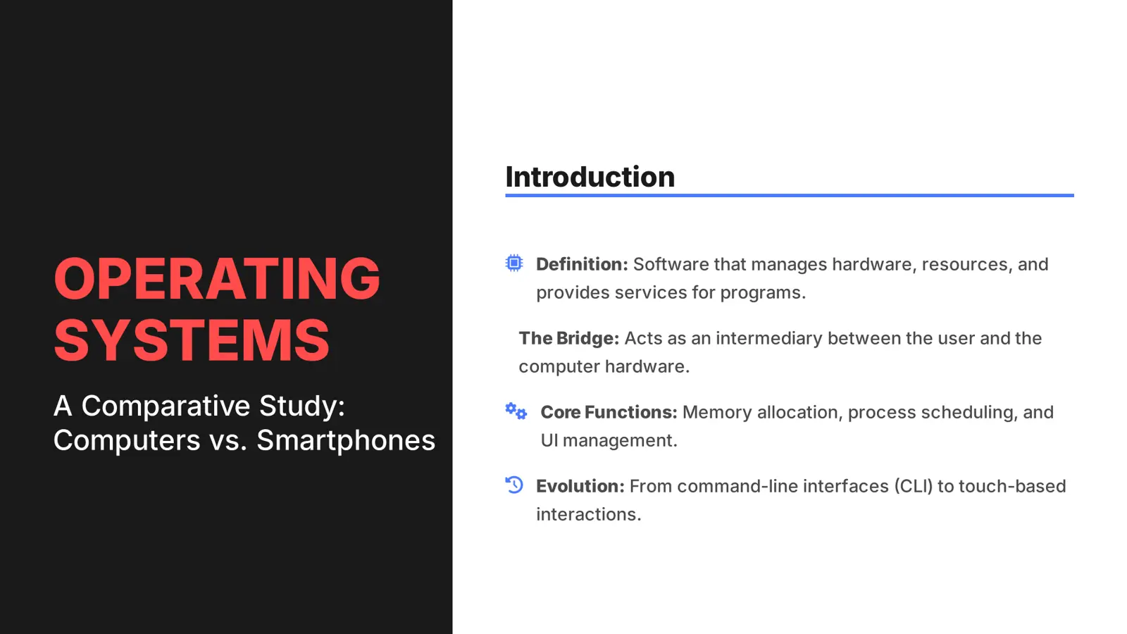 غلاف تقرير OPERATING SYSTEMS A Comparative Study: Computers vs. Smartphones