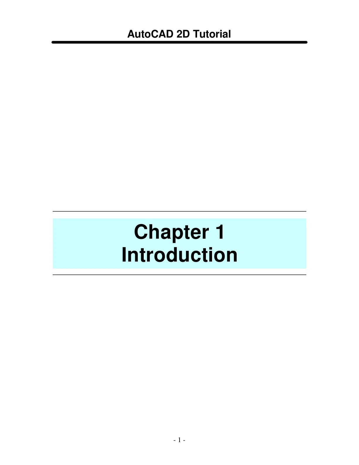 غلاف تقرير AutoCAD 2D Tutorial
