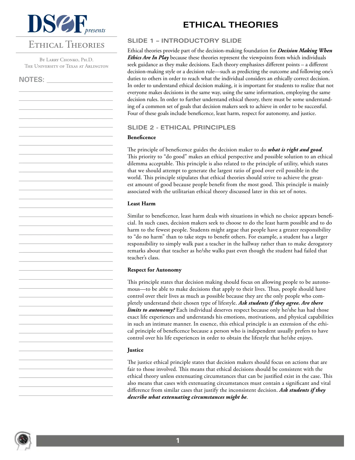 غلاف تقرير ETHICAL THEORIES