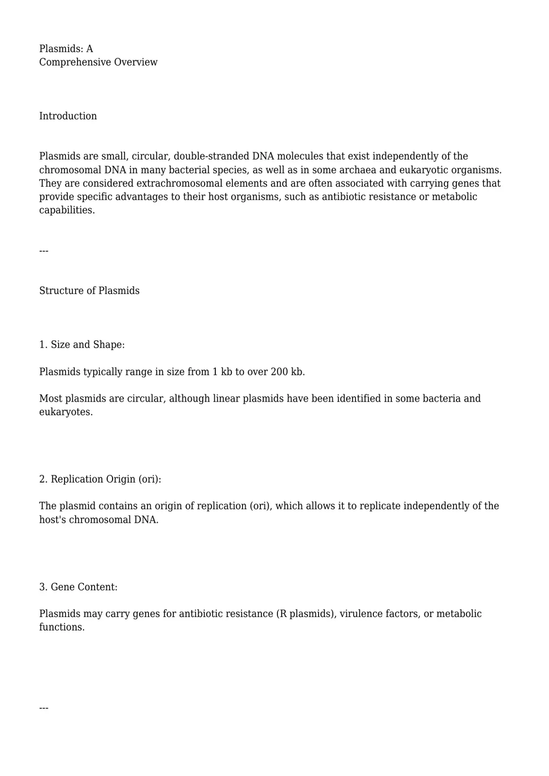 غلاف تقرير Plasmids: A Comprehensive Overview