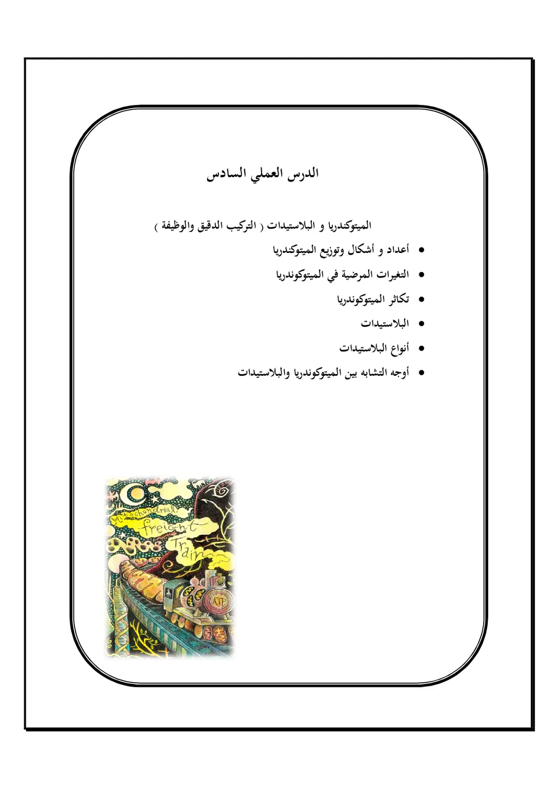 غلاف تقرير الميتوكندريا و البلاستيدات ( التركيب الدقيق والوظيفة )