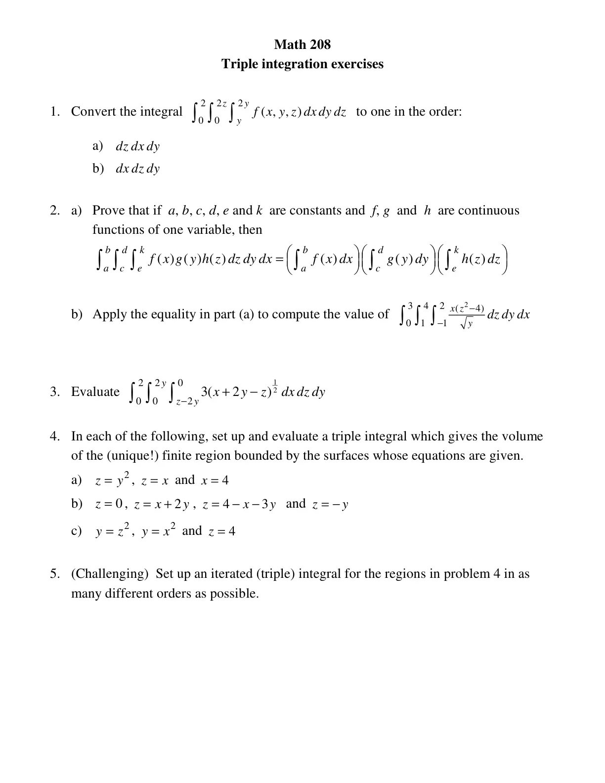 غلاف تقرير Triple integration exercises