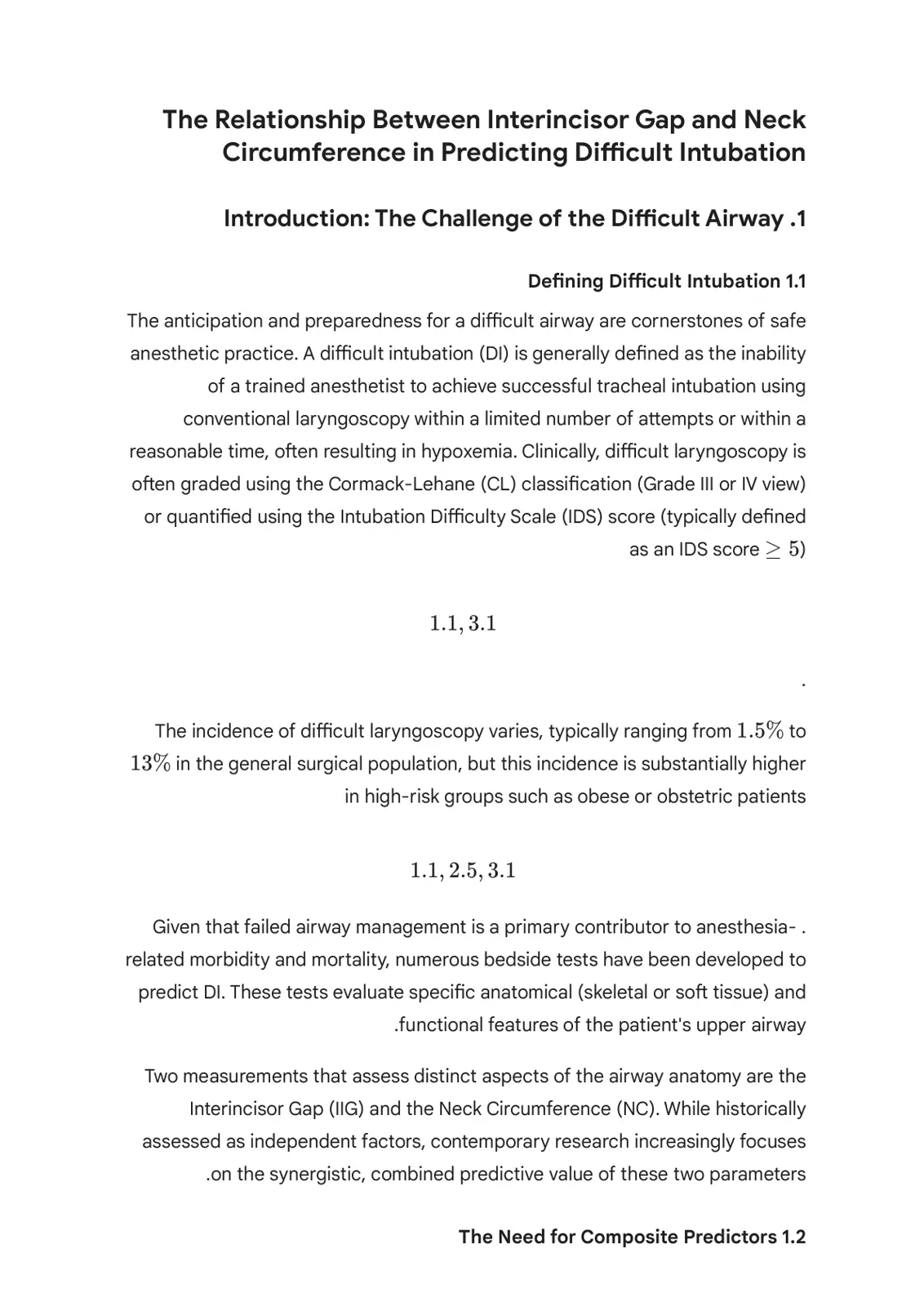 غلاف تقرير The Relationship Between Interincisor Gap and Neck Circumference in Predicting Difficult Intubation