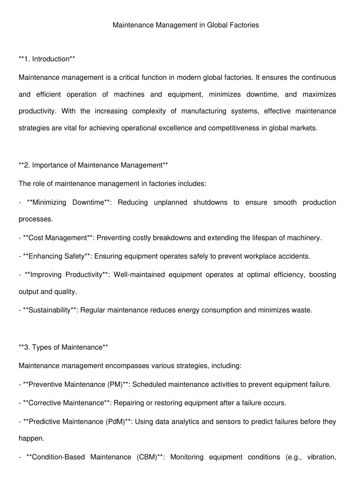 غلاف تقرير Maintenance Management in Global Factories