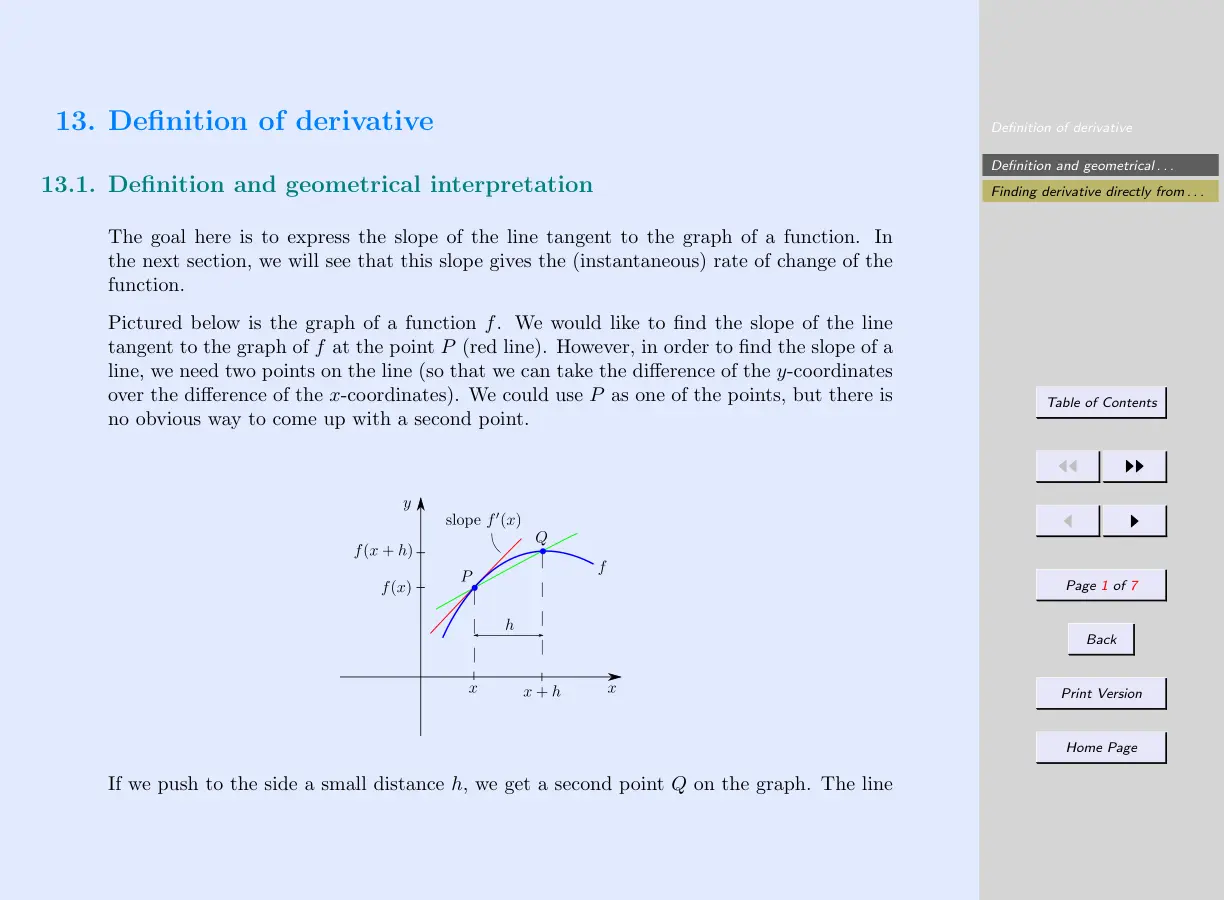 غلاف تقرير Definition of derivative