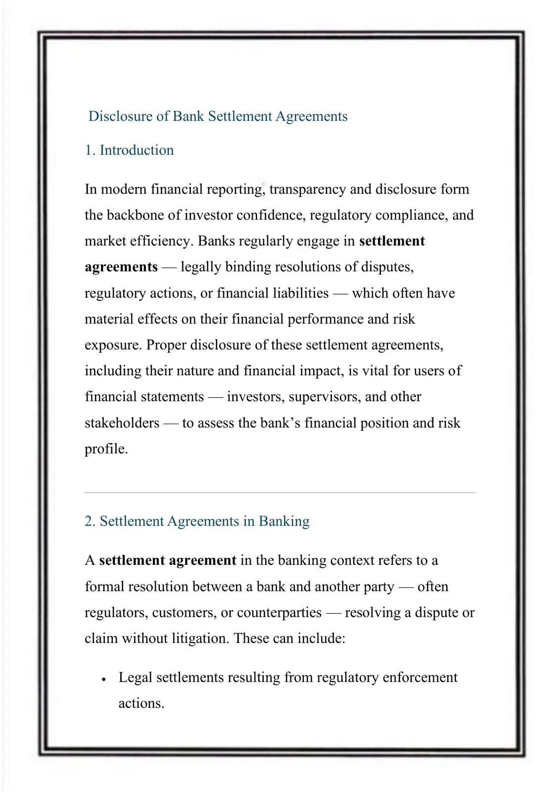 غلاف تقرير Disclosure of Bank Settlement Agreements