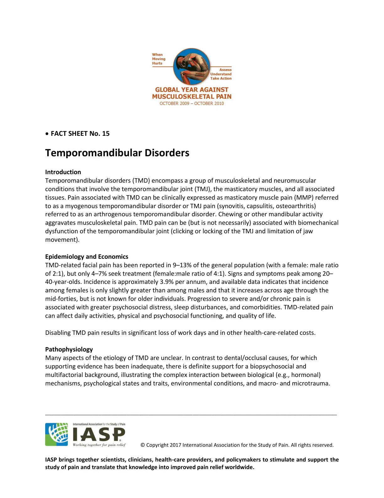 غلاف تقرير Temporomandibular Disorders