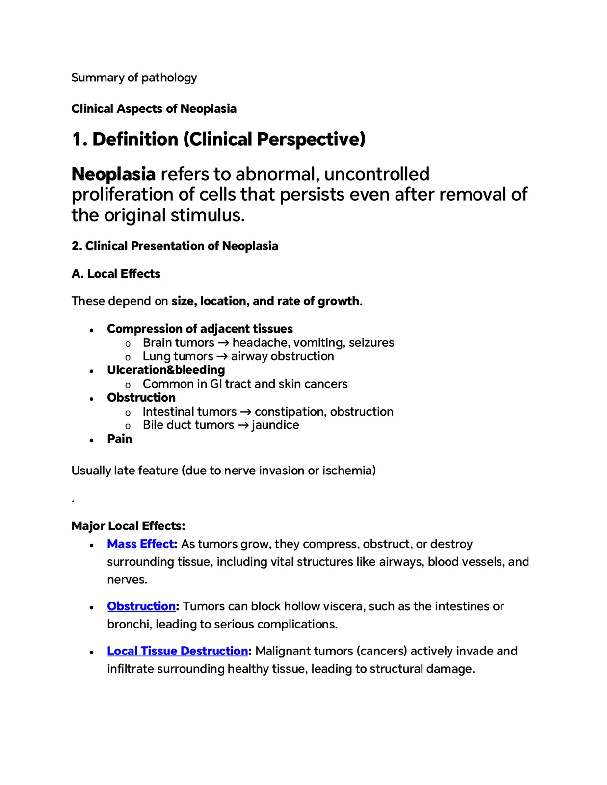 غلاف تقرير Summary of Pathology: Clinical Aspects of Neoplasia
