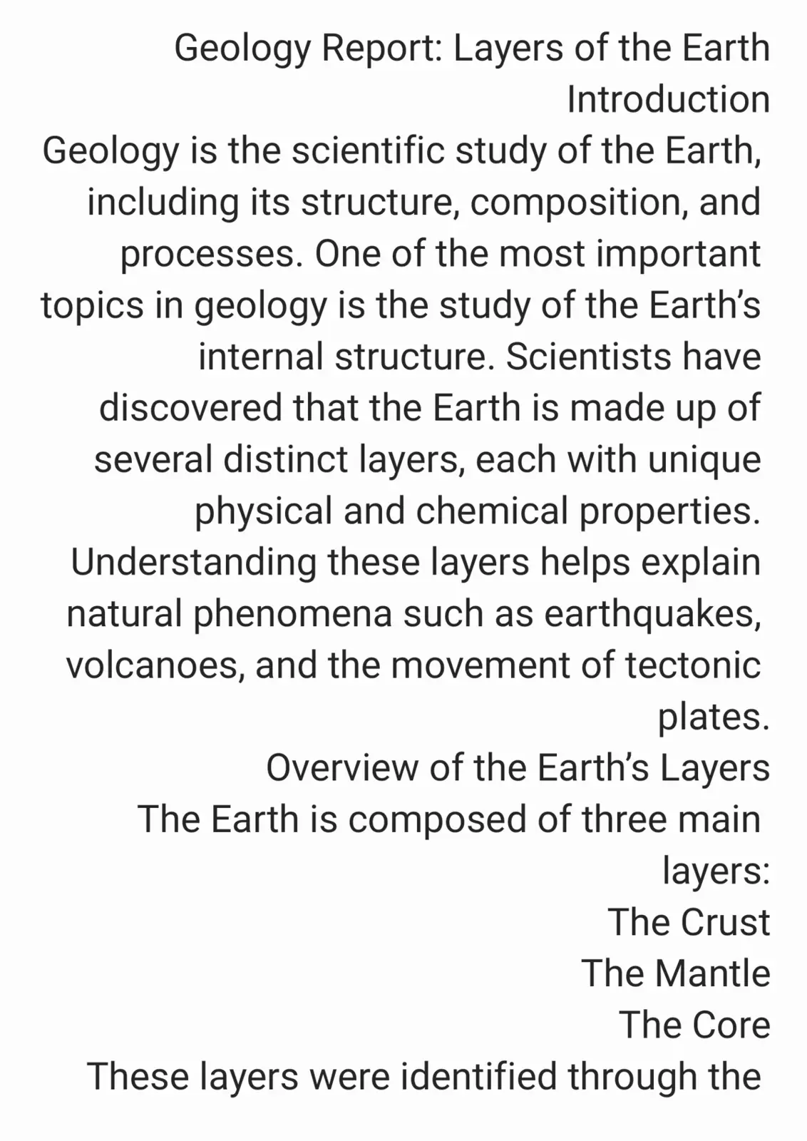 غلاف تقرير Geology Report: Layers of the Earth