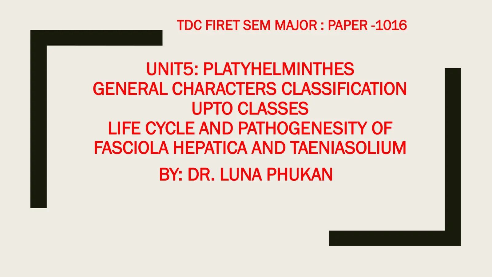 غلاف تقرير Platyhelminthes: General Characters Classification and Life Cycle and Pathogenicity of Fasciola hepatica and Taenia solium