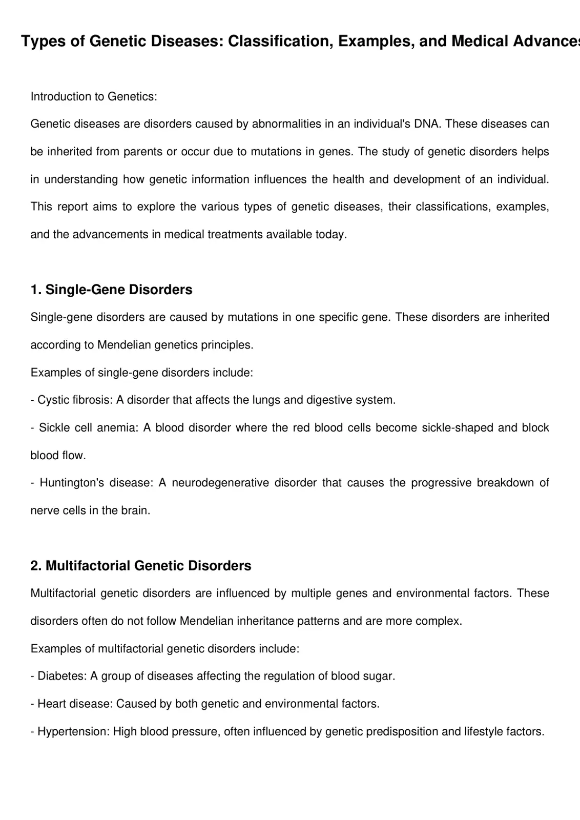 غلاف تقرير Types of Genetic Diseases: Classification, Examples, and Medical Advances