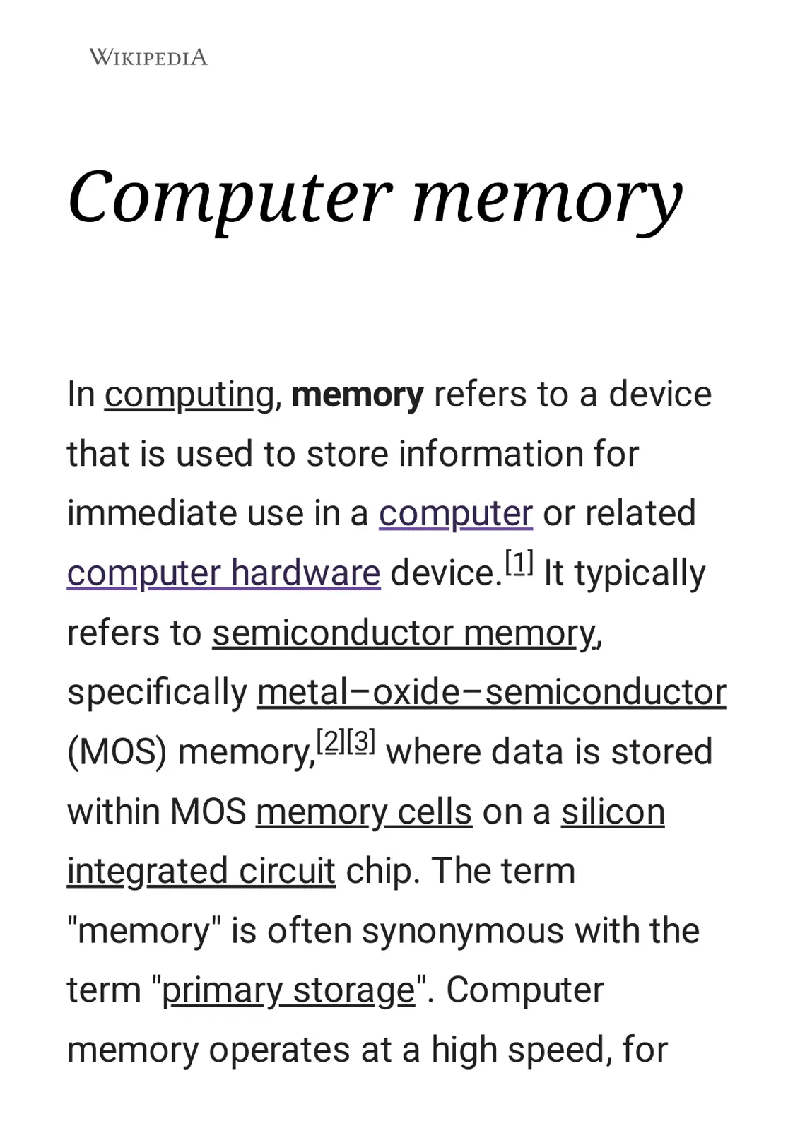 غلاف تقرير Computer Memory