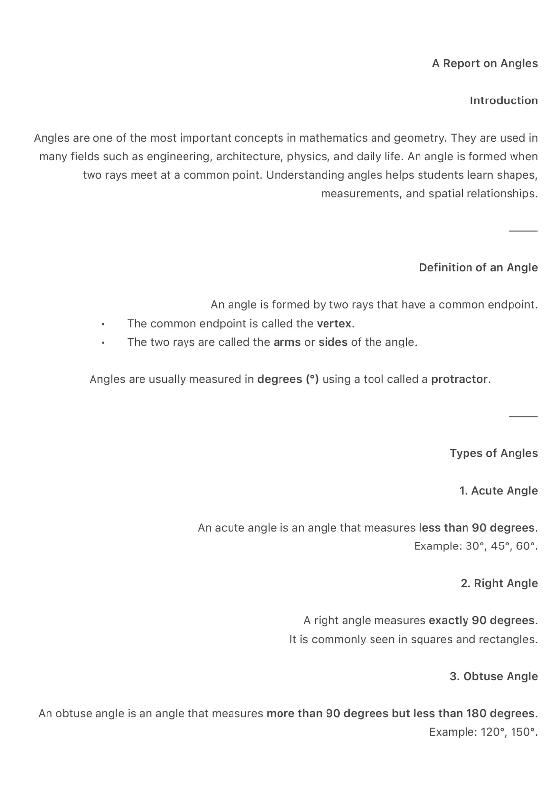 غلاف تقرير A Report on Angles