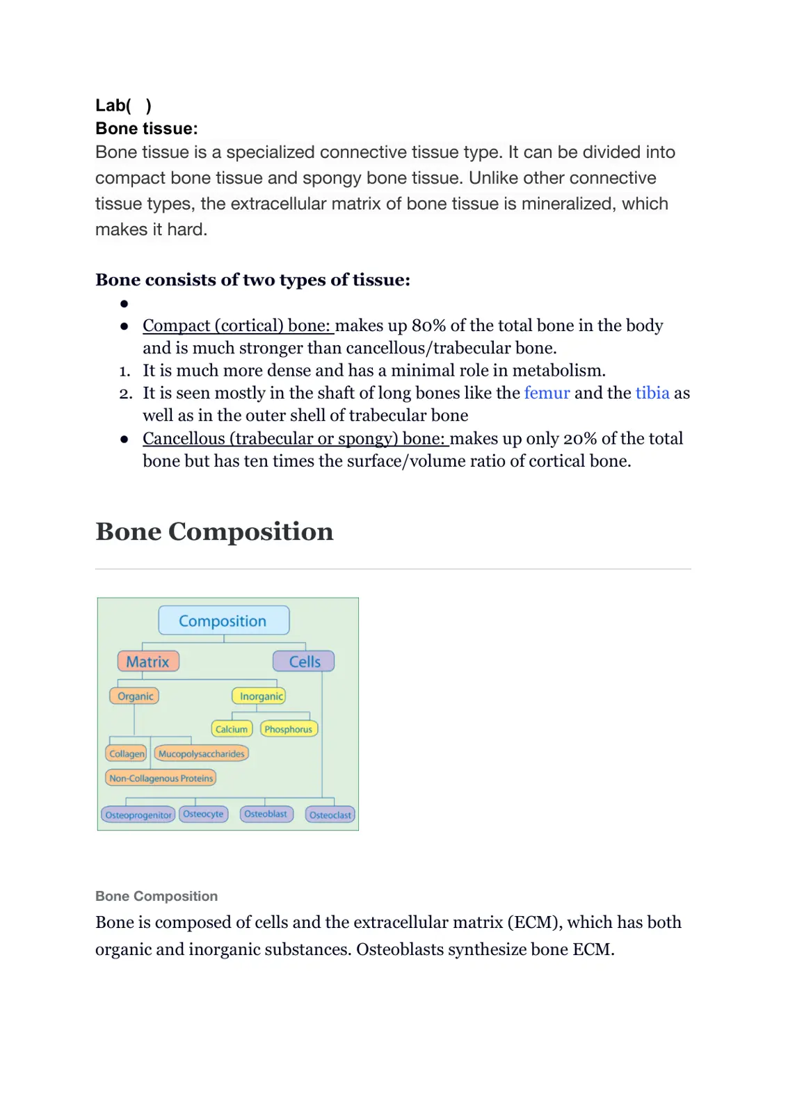 غلاف تقرير Bone tissue
