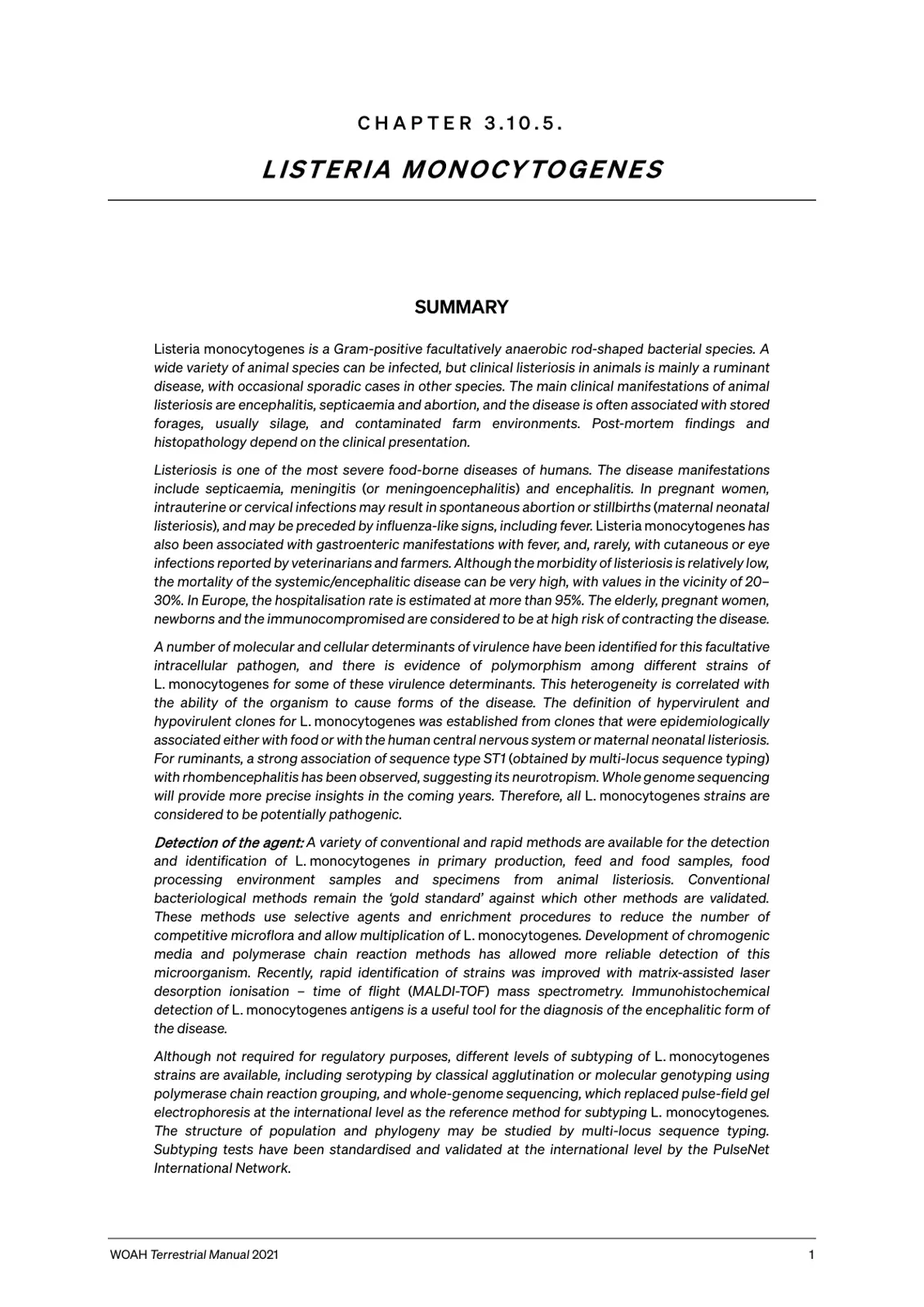 غلاف تقرير Listeria monocytogenes