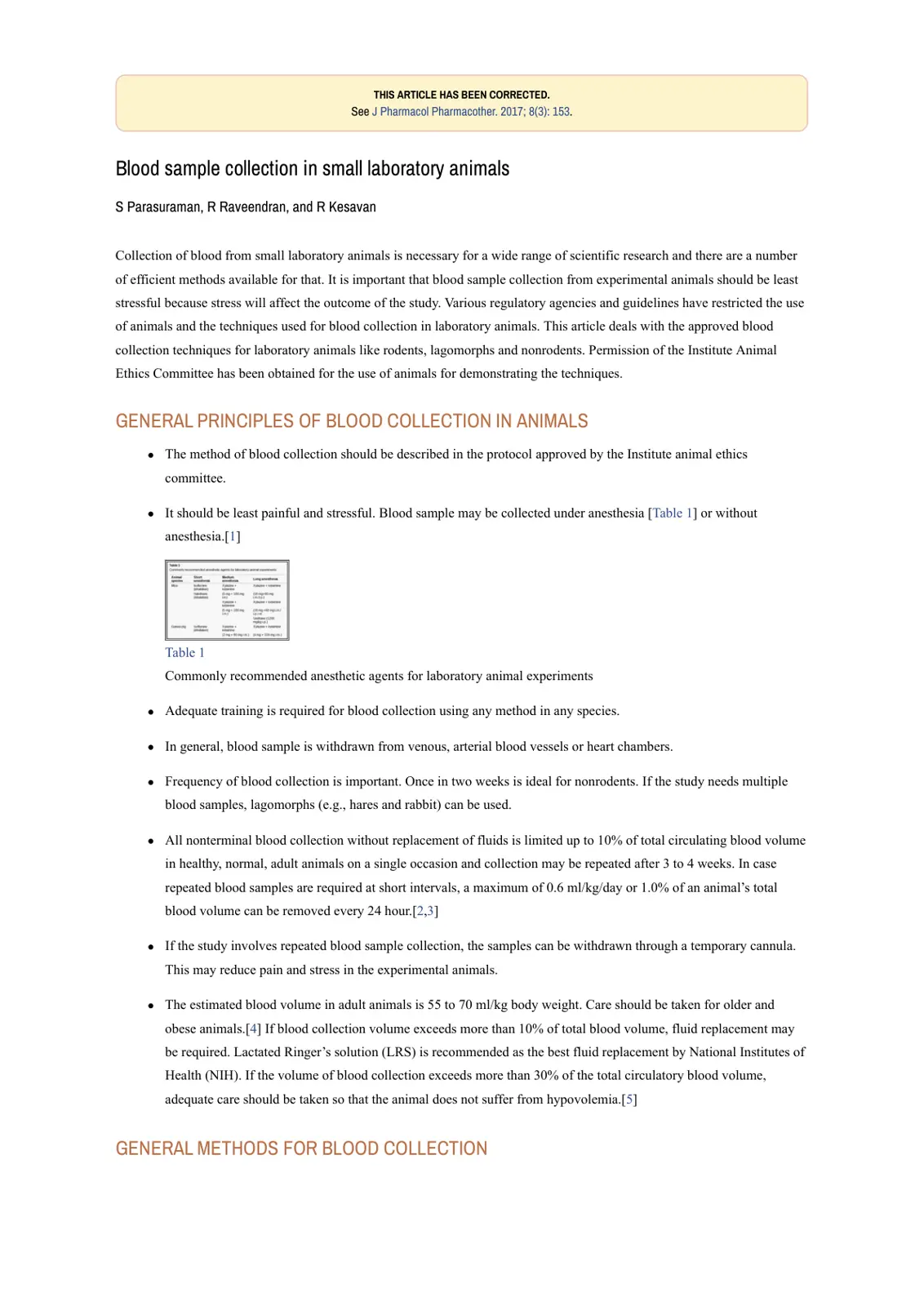 غلاف تقرير Blood sample collection in small laboratory animals