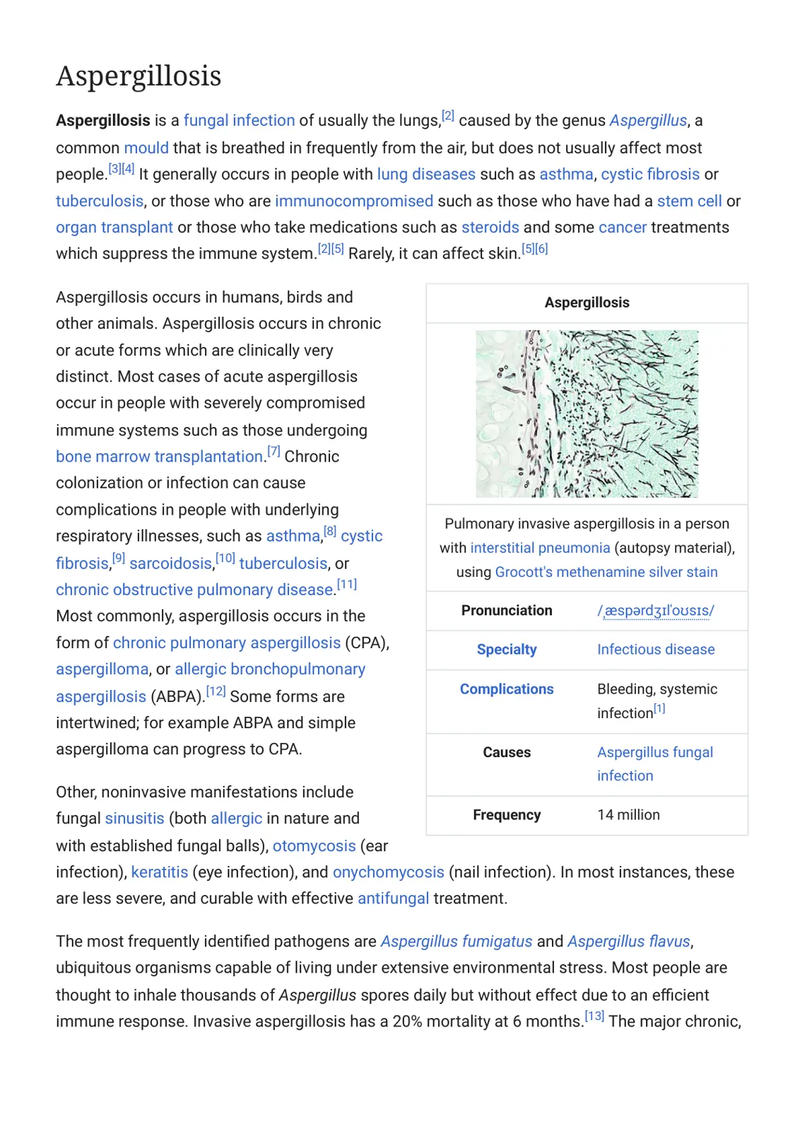 غلاف تقرير Aspergillosis