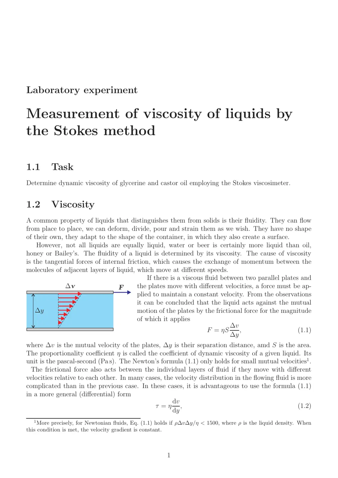 غلاف تقرير Measurement of viscosity of liquids by the Stokes method