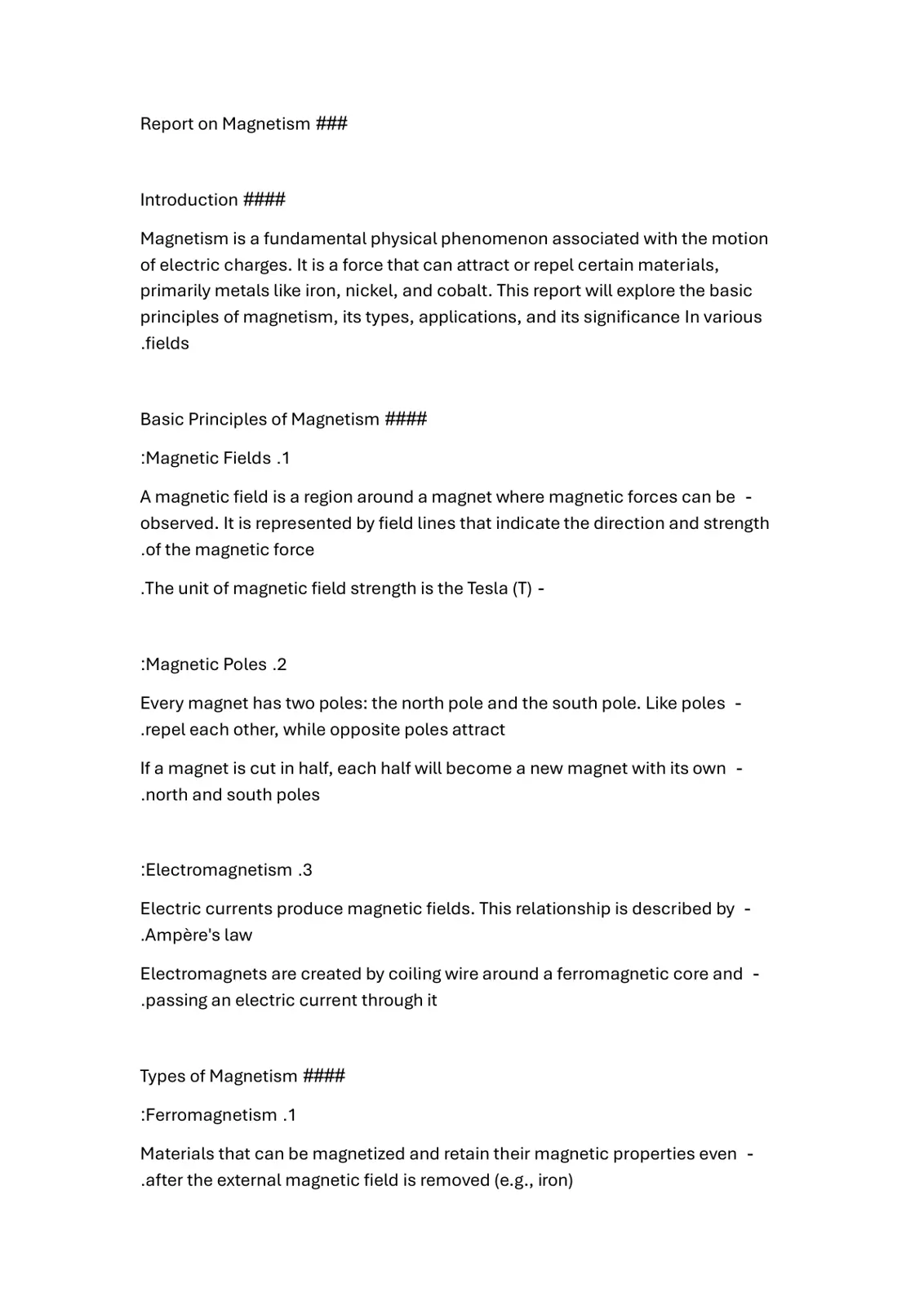 غلاف تقرير Report on Magnetism