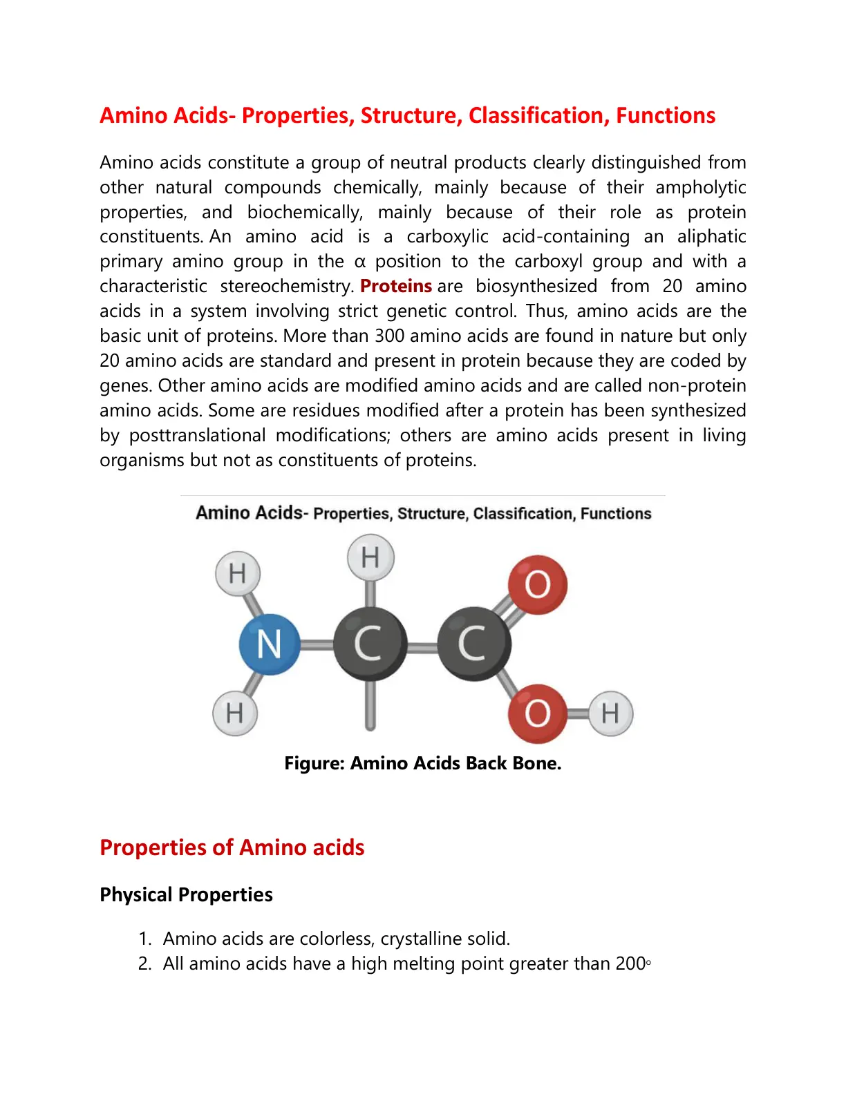 غلاف تقرير Amino Acids- Properties, Structure, Classification, Functions
