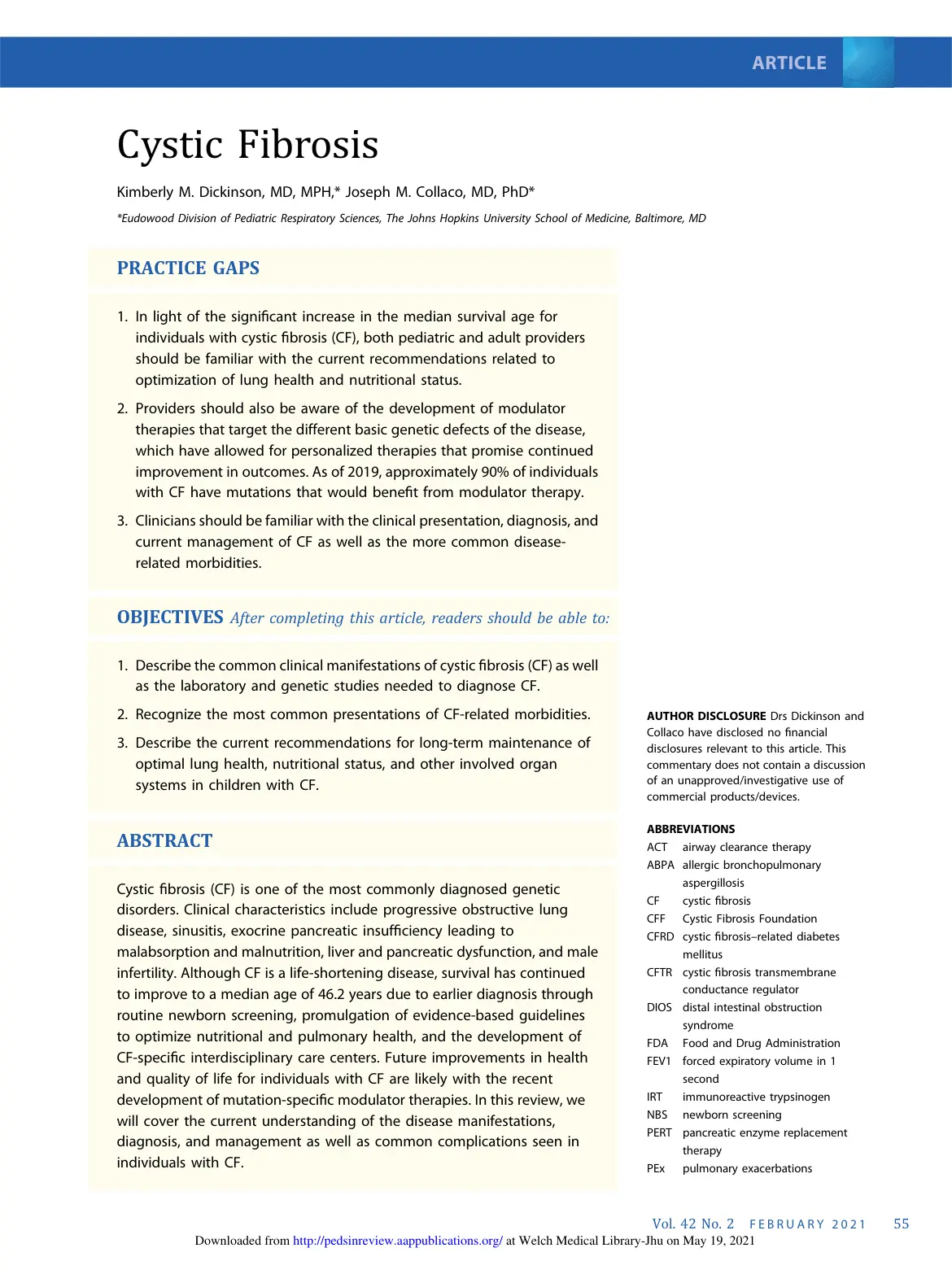 غلاف تقرير Cystic Fibrosis