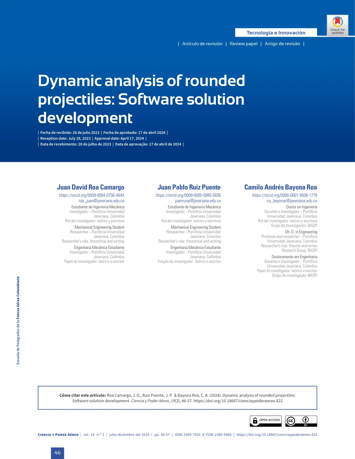 غلاف تقرير Dynamic Analysis of Rounded Projectiles: Software Solution Development