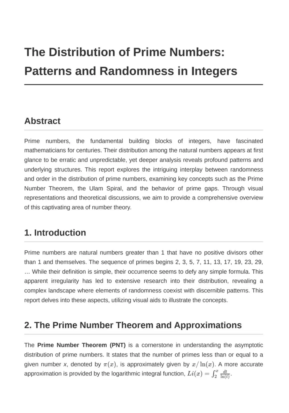 غلاف تقرير The Distribution of Prime Numbers: Patterns and Randomness in Integers