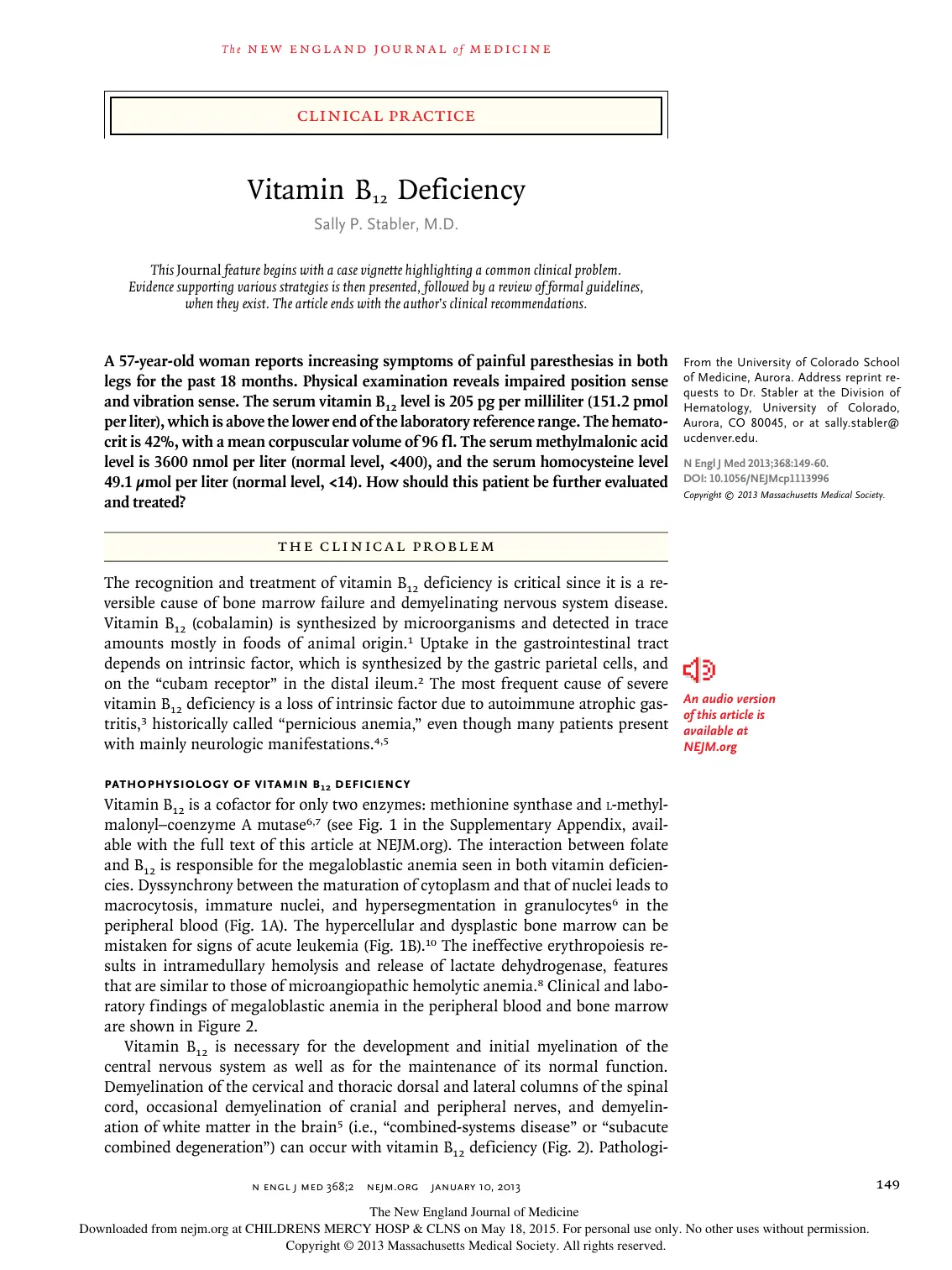 غلاف تقرير Vitamin B₁₂ Deficiency