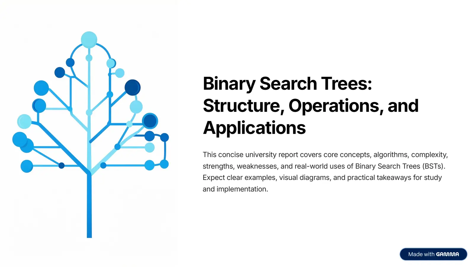 غلاف تقرير Binary Search Trees: Structure, Operations, and Applications