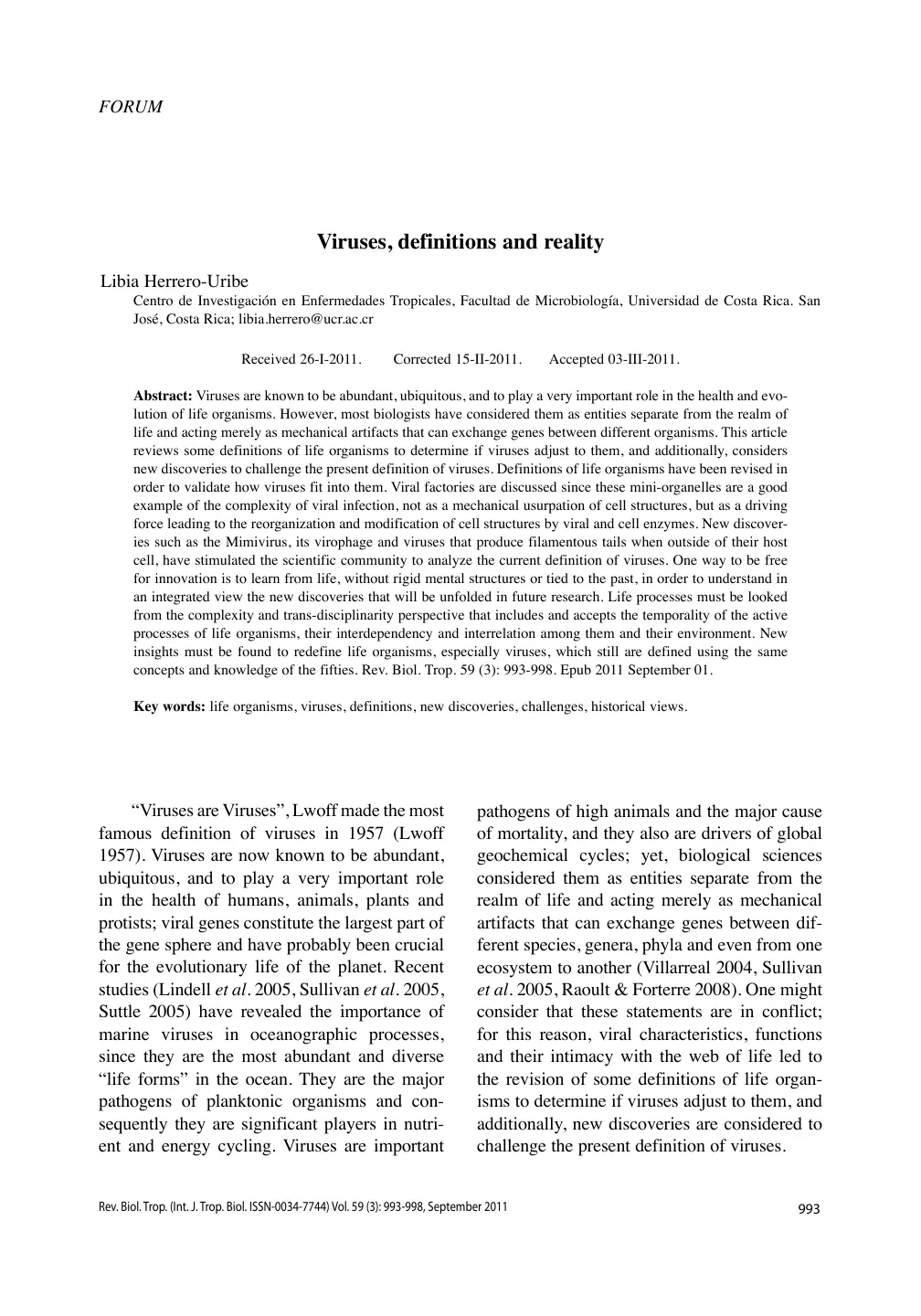 غلاف تقرير Viruses, definitions and reality