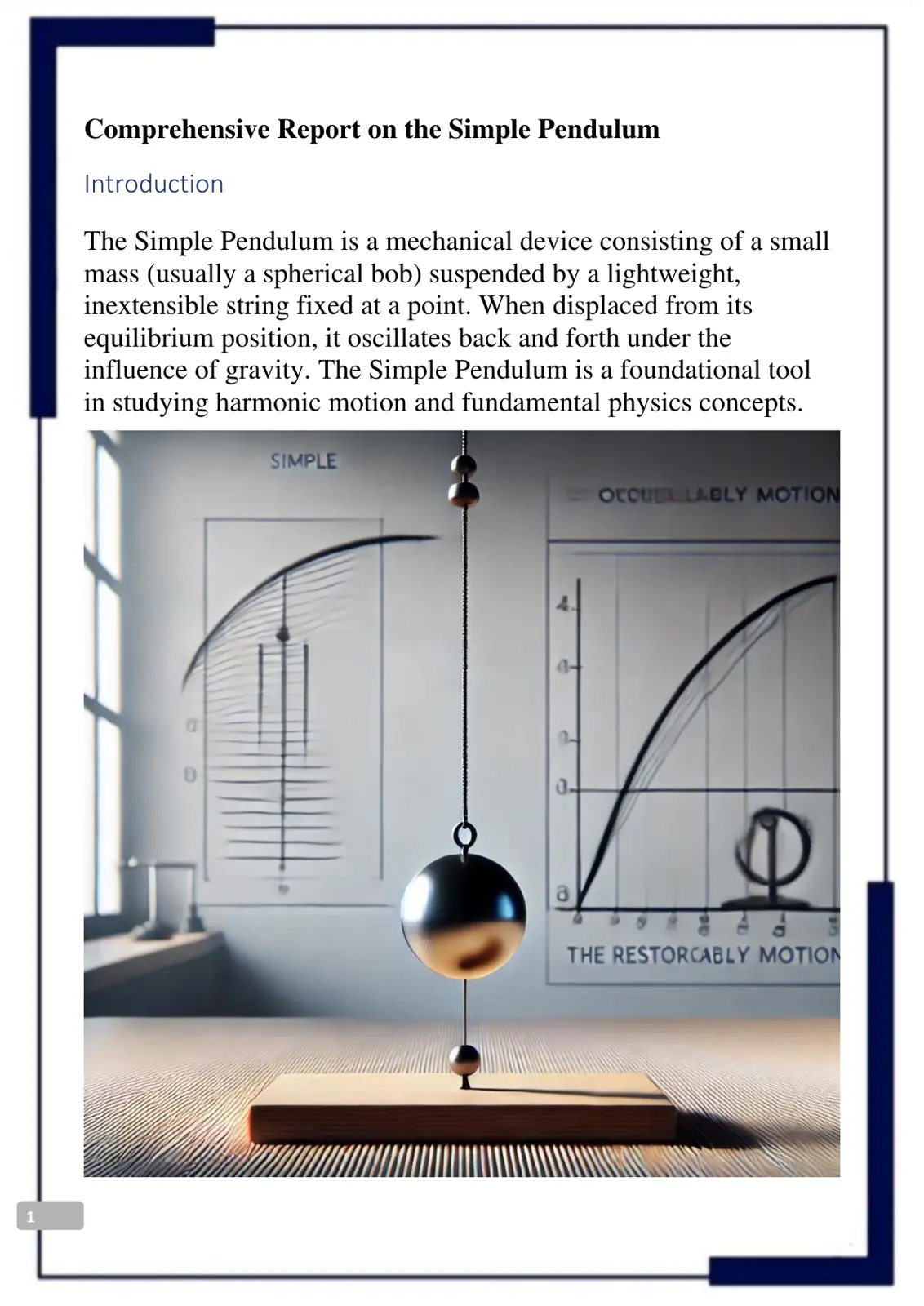 غلاف تقرير Comprehensive Report on the Simple Pendulum