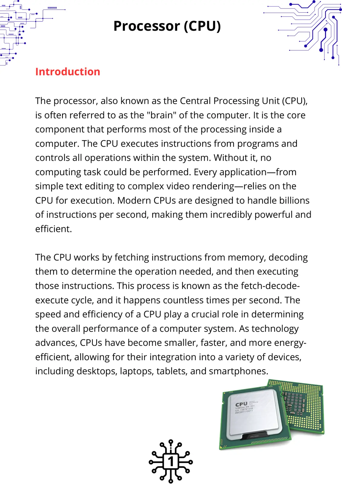 غلاف تقرير Processor (CPU)