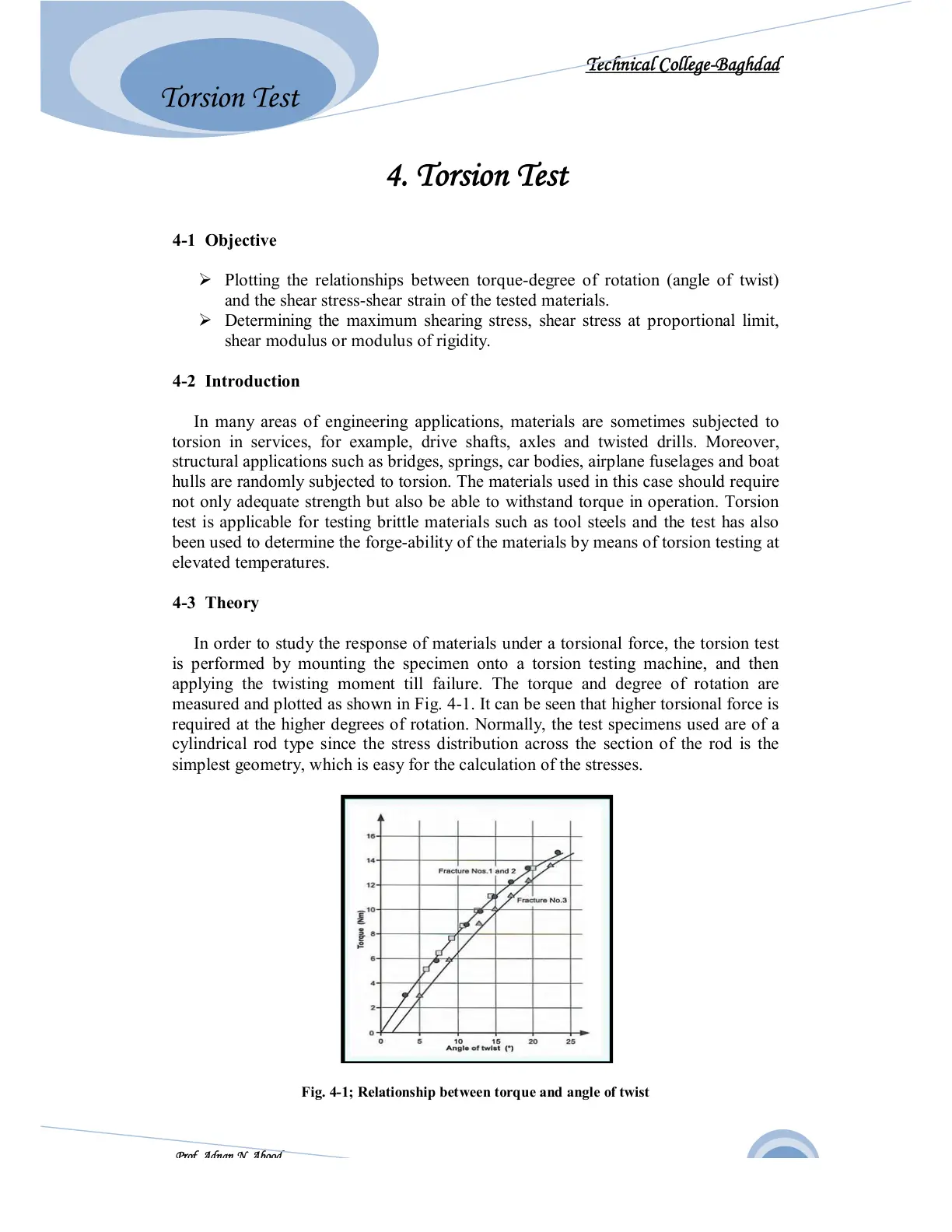 غلاف تقرير Torsion Test