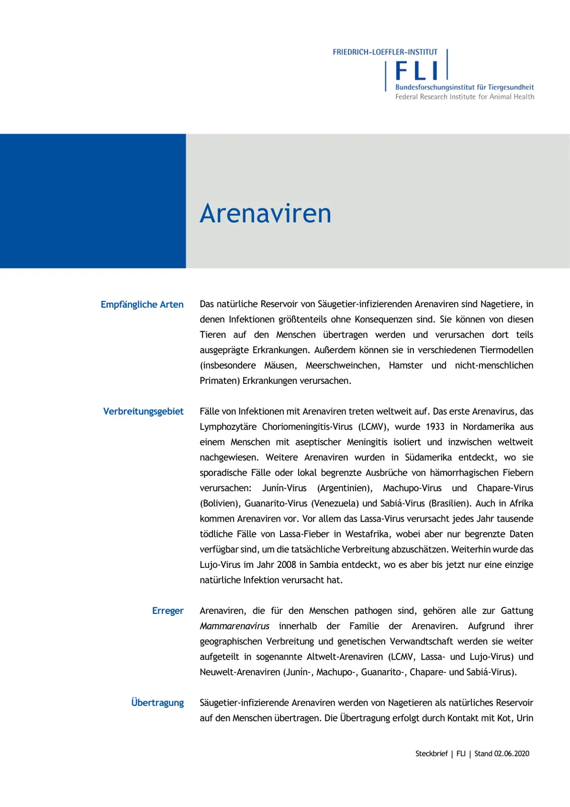 غلاف تقرير Arenaviren