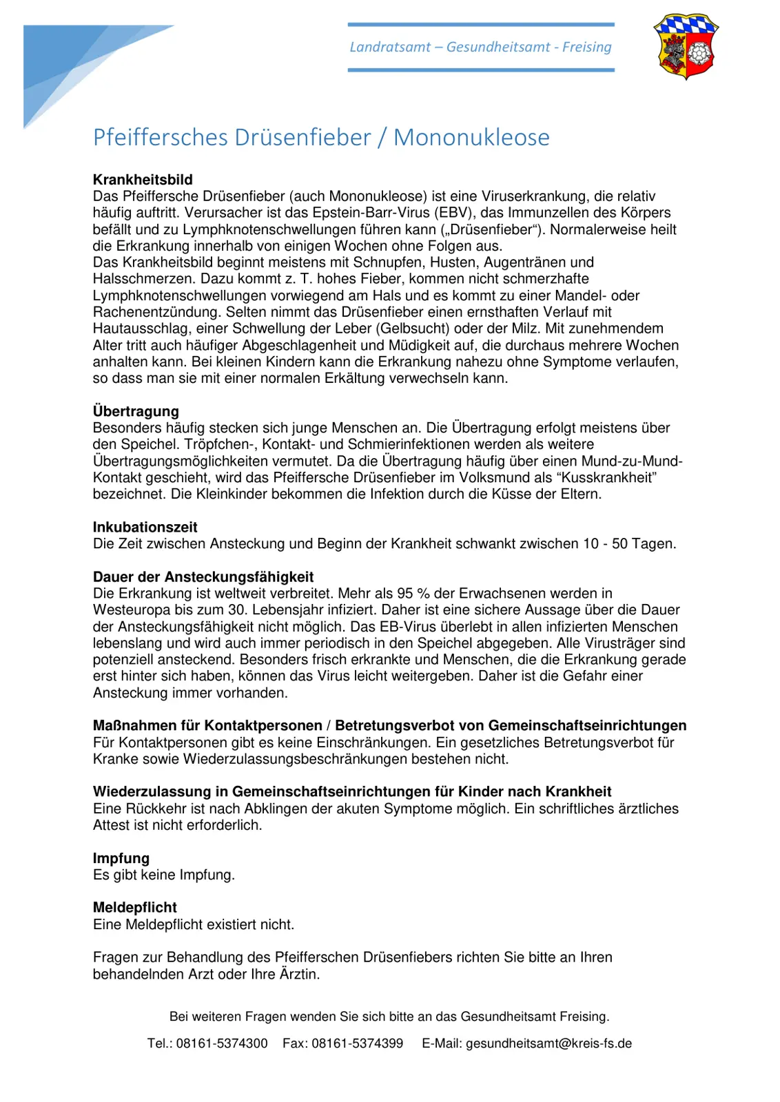 غلاف تقرير Pfeiffersches Drüsenfieber / Mononukleose