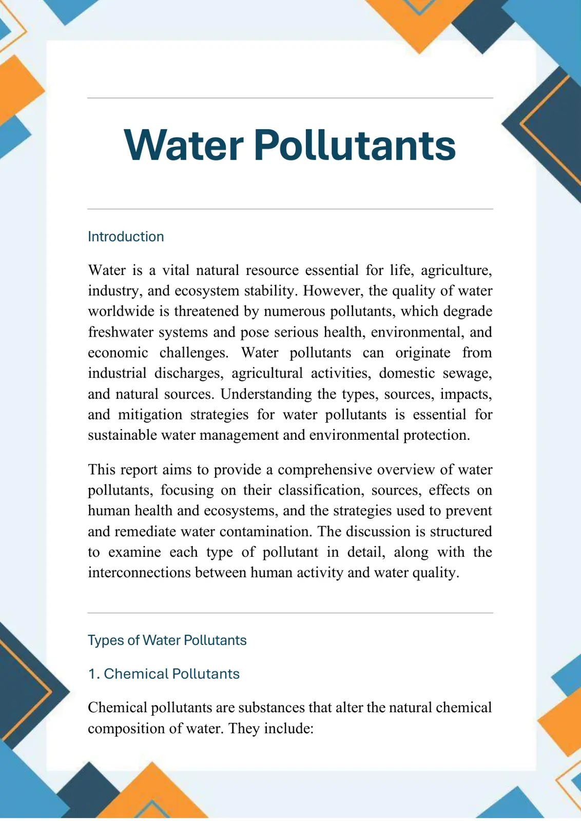 غلاف تقرير Water Pollutants
