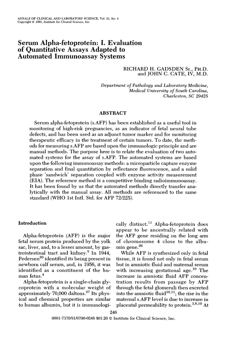 غلاف تقرير Serum Alpha-fetoprotein: I. Evaluation of Quantitative Assays Adapted to Automated Immunoassay Systems