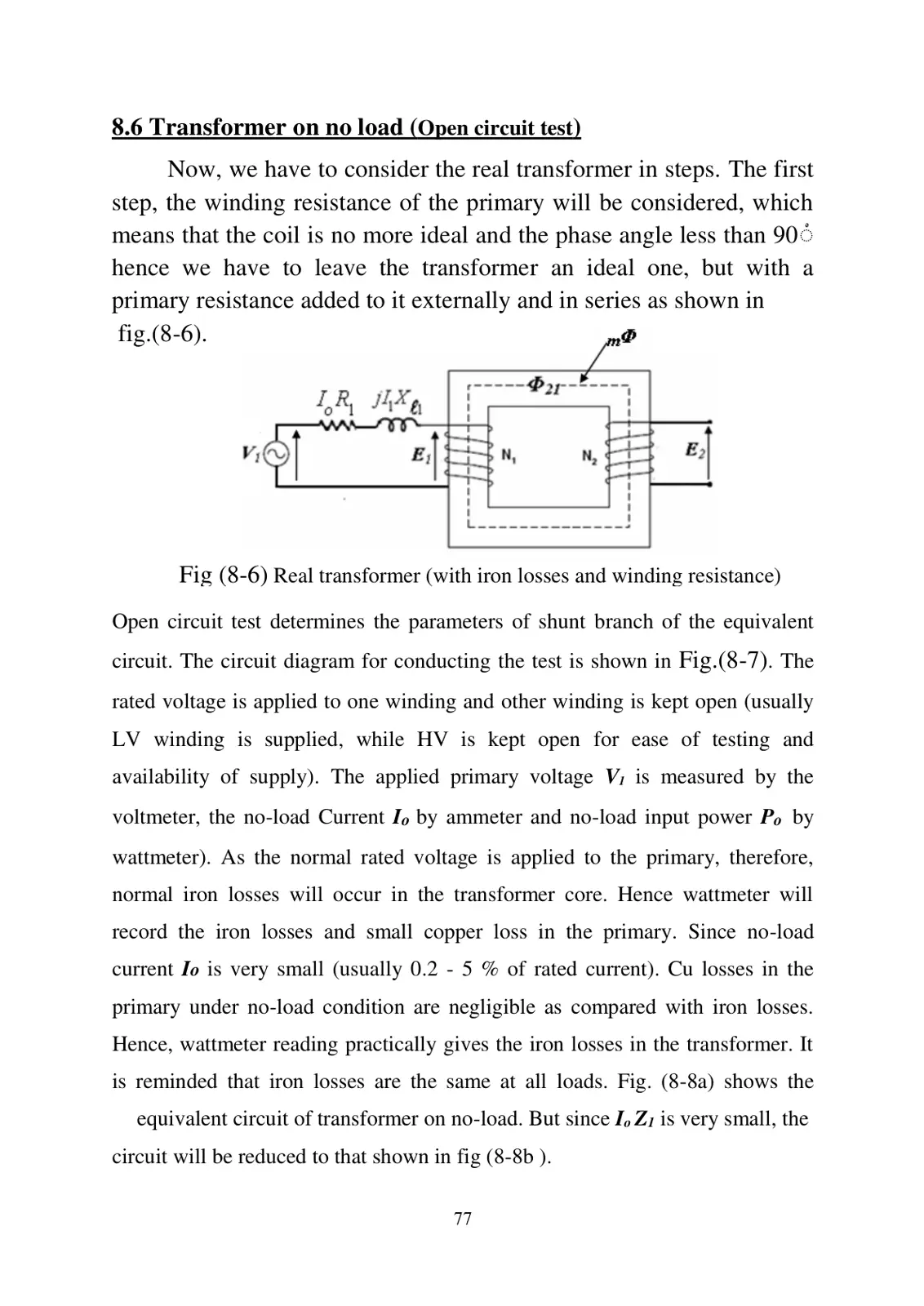 غلاف تقرير Transformer on no load (Open circuit test)