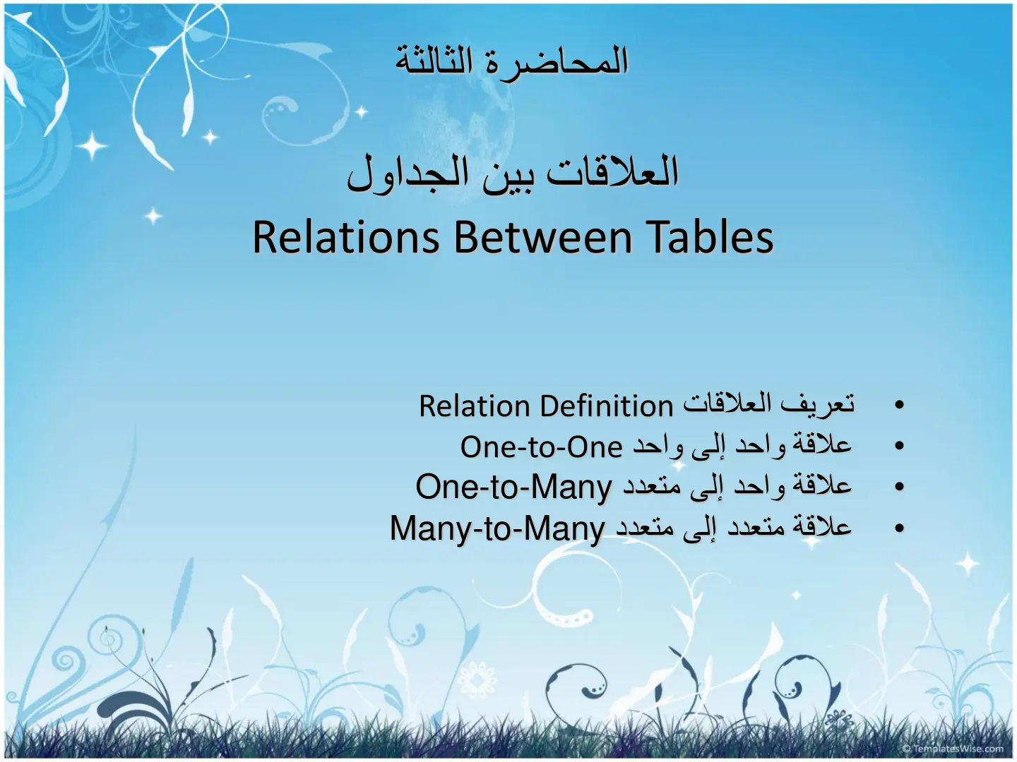 غلاف تقرير العلاقات بين الجداول