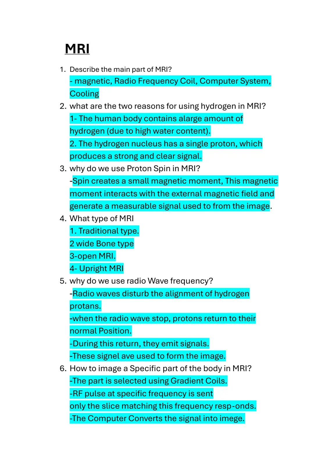 غلاف تقرير MRI - Study Guide