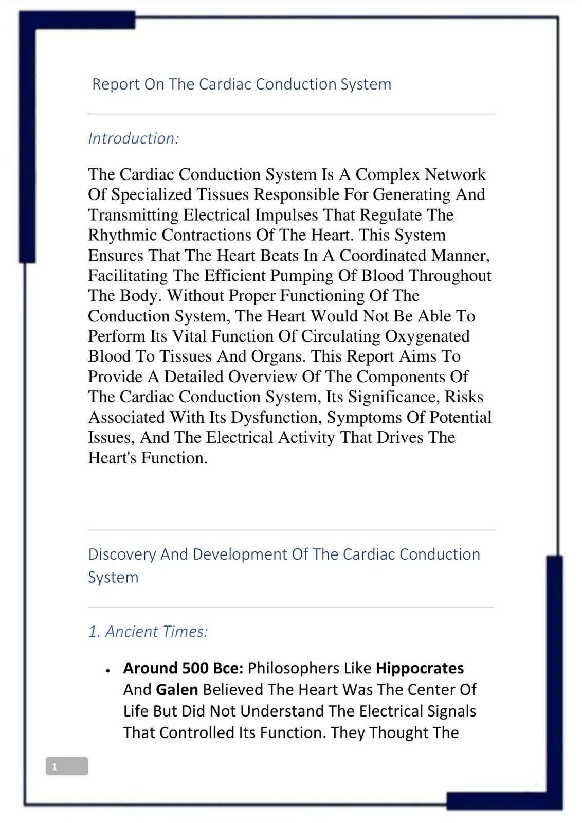 غلاف تقرير Report On The Cardiac Conduction System