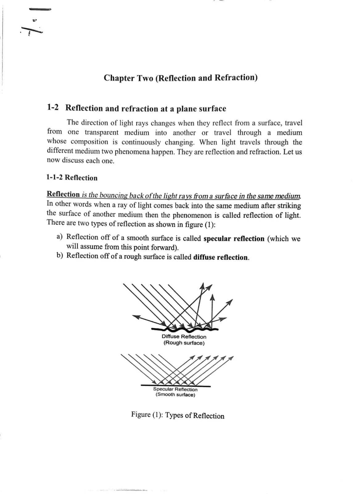 غلاف تقرير Chapter Two (Reflection and Refraction)