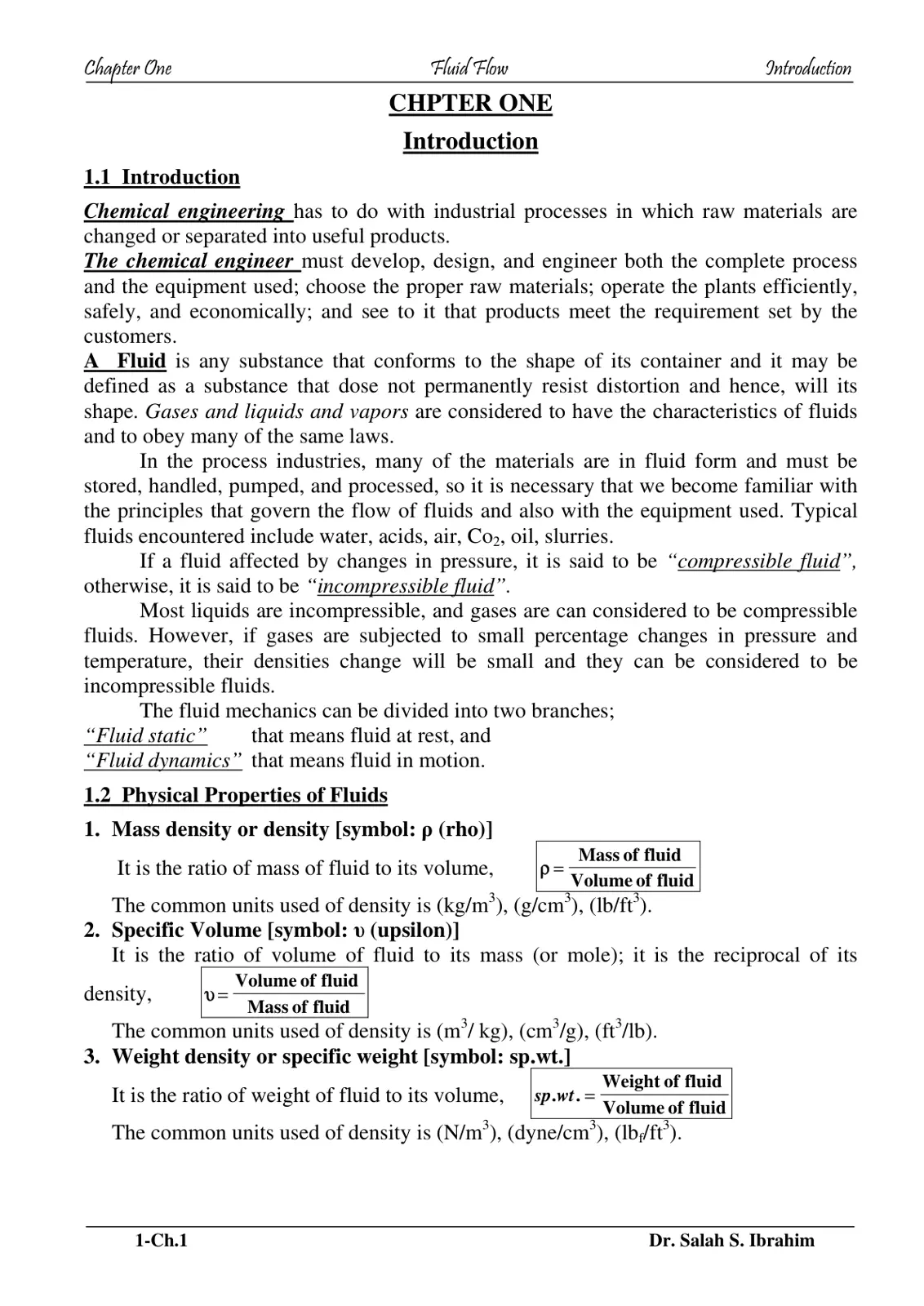 غلاف تقرير Chapter One: Fluid Flow