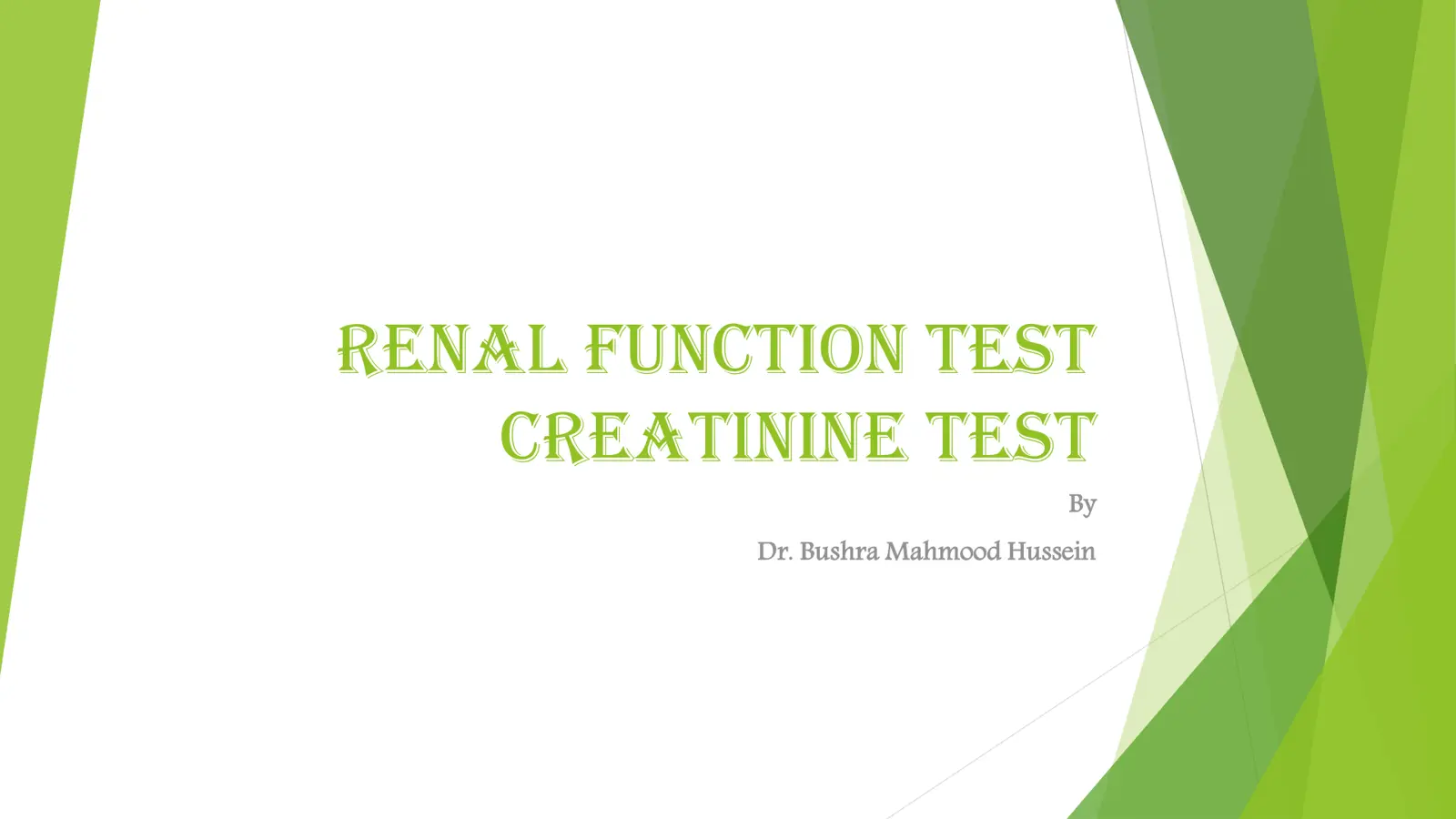 غلاف تقرير RENAL FUNCTION TEST - CREATININE TEST