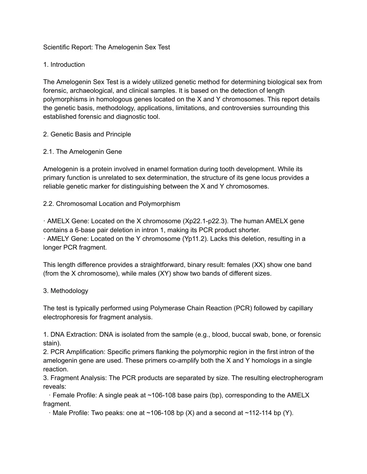 غلاف تقرير Scientific Report: The Amelogenin Sex Test