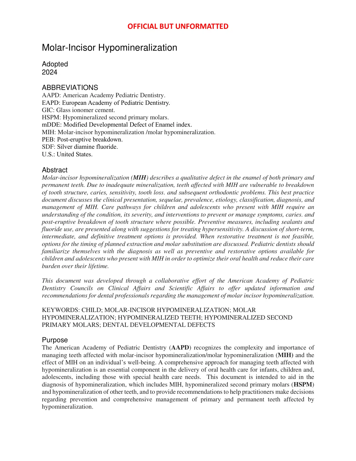 غلاف تقرير Molar-Incisor Hypomineralization