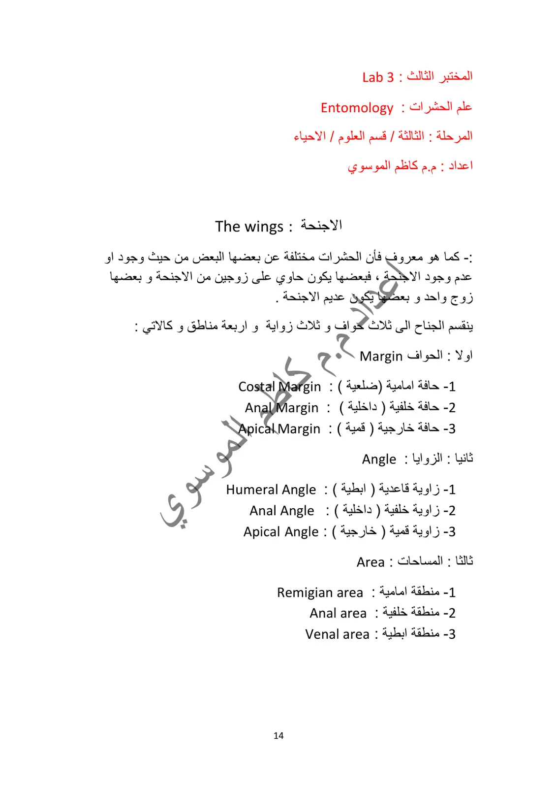 غلاف تقرير علم الحشرات: الأجنحة
