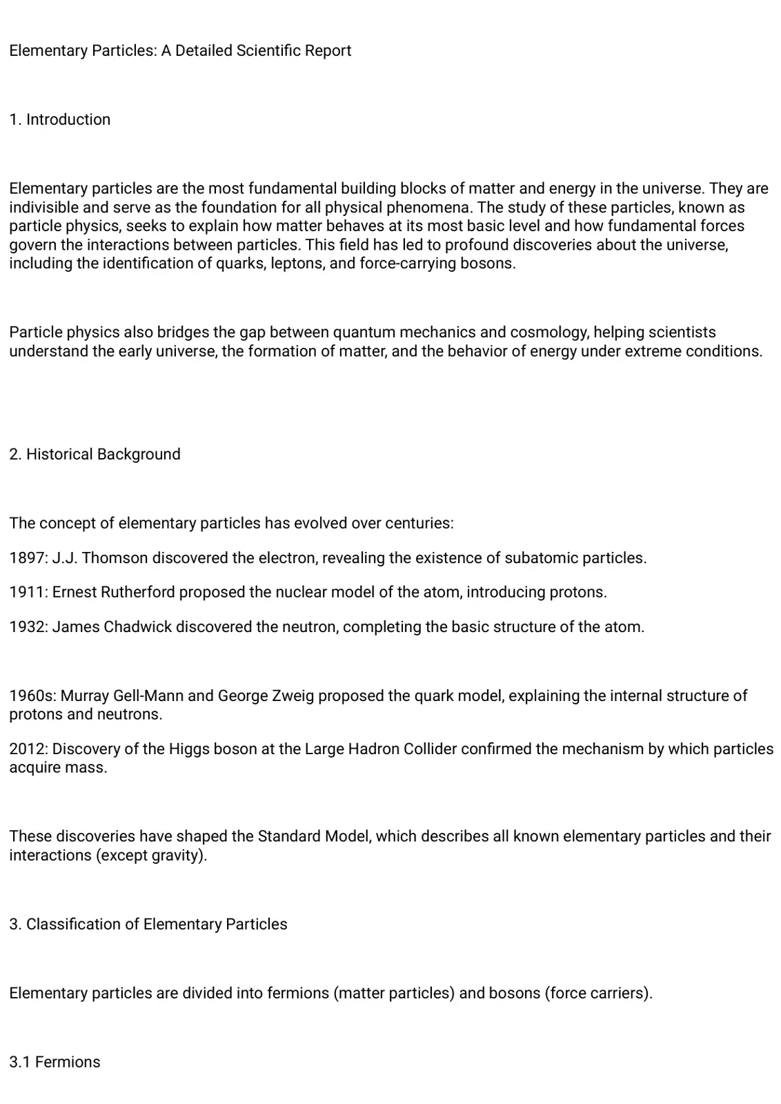 غلاف تقرير Elementary Particles: A Detailed Scientific Report